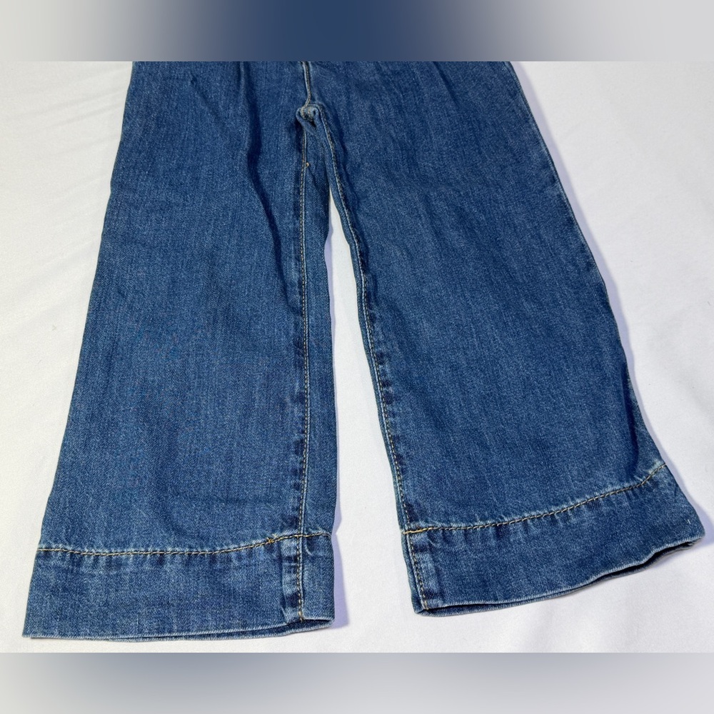 Cat & Jack Pants Wide Leg Denim Pleated Blue Jeans Adjustable Waist Girls 4T New - Picture 3 of 8